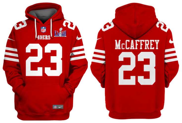 Men's San Francisco 49ers #23 Christian McCaffrey Red Super Bowl LVIII Alternate Pullover Hoodie,We sell and wholesale Men's San Francisco 49ers #23 Christian McCaffrey Red Super Bowl LVIII Alternate Pullover Hoodie on line form chian!